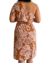 Load image into Gallery viewer, Lana asymmetrical monstera print dress with pockets.
