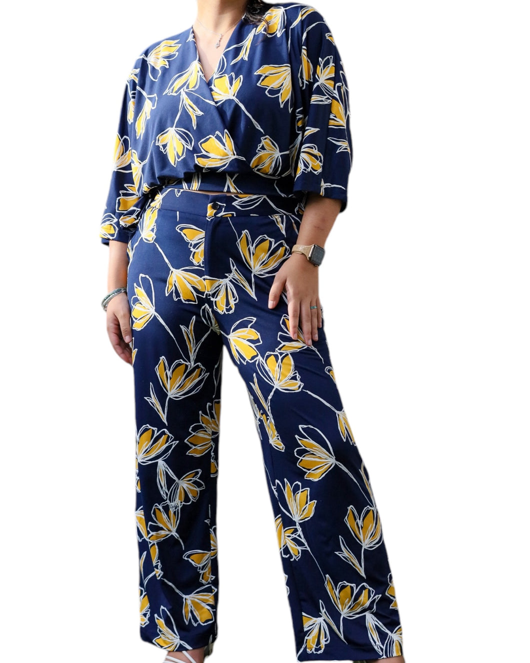 Angela  Lotus print trouser pants.