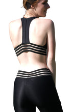 Load image into Gallery viewer, Ribbed black legging with mesh
