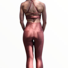 Load image into Gallery viewer, Bronz ribbed high waist legging with zipper and pockets
