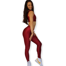 Load image into Gallery viewer, Ribbed legging in maroon
