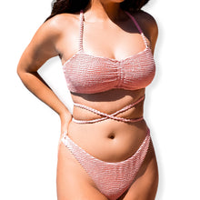 Load image into Gallery viewer, Monaco textured bikini top with ruche
