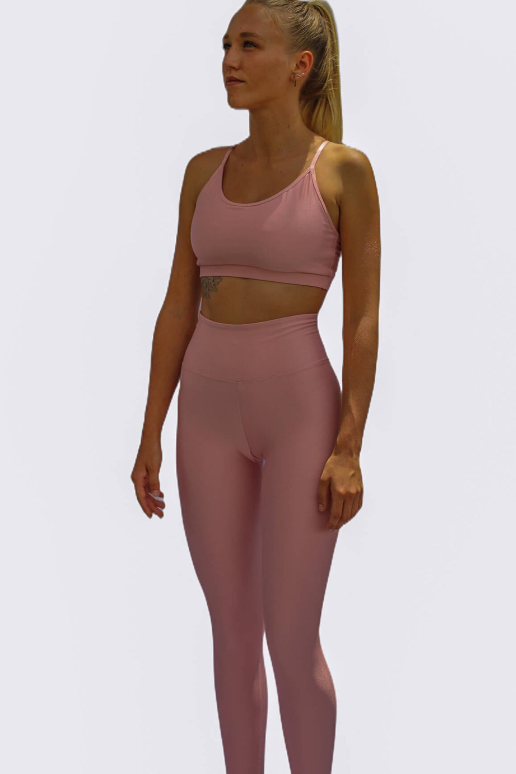 RIbbed high waist leggin in blush